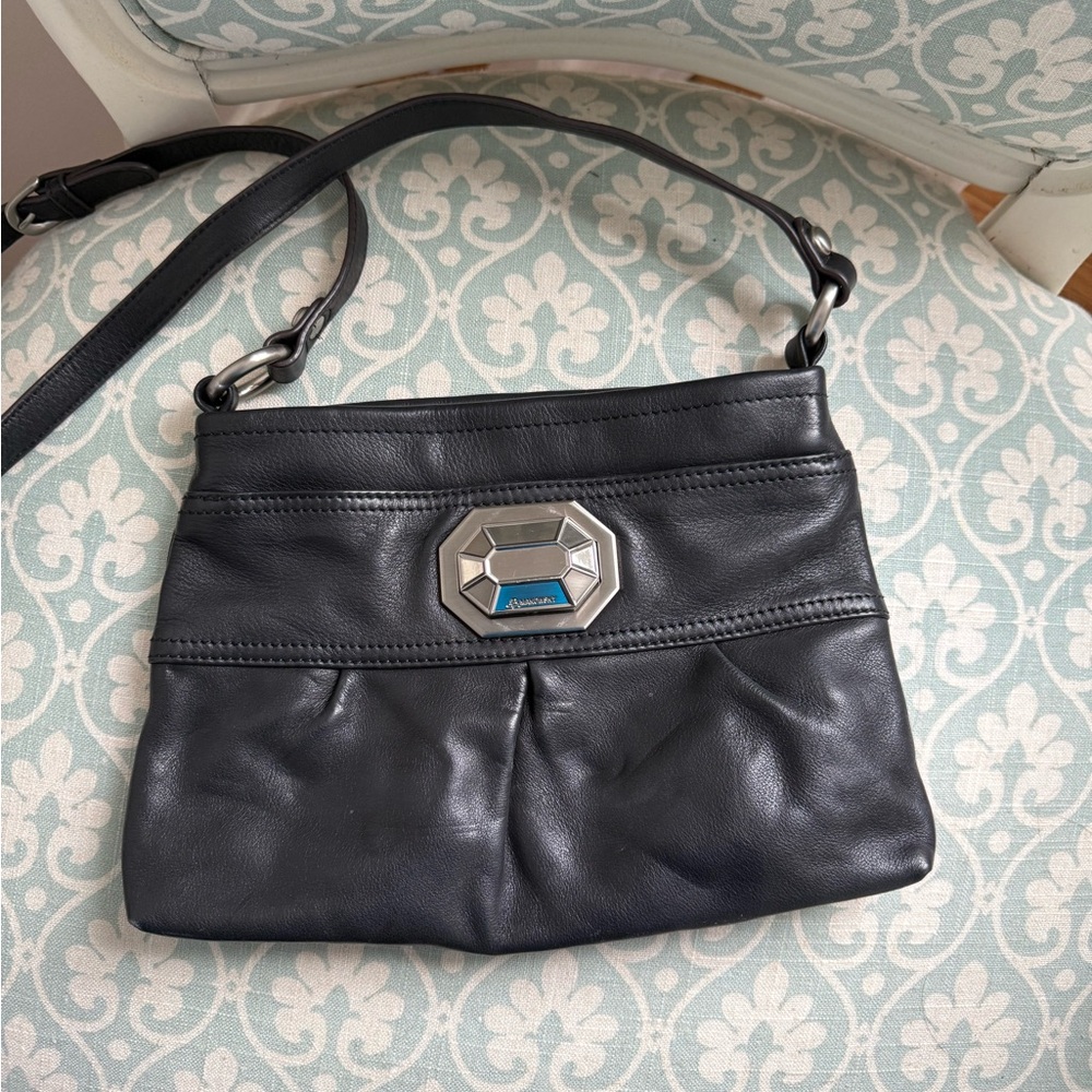 B Makowsky Black Leather Crossbody Bag